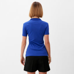 Футболка женская с вырезом MINAKU: Basic line, синяя, размер 40