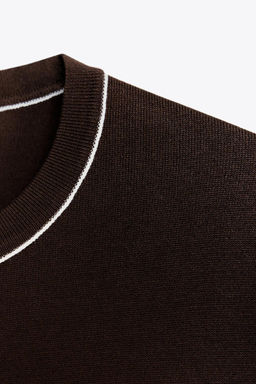 SHORT SLEEVE KNIT TOP WITH PIPING - Zara фото 28
