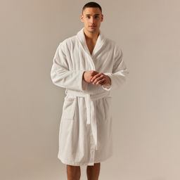 Халат махровый мужской SL HOME: Basic «Блан де Блан», размер S, хлопок 100%, белый