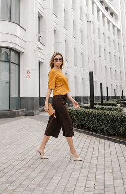 Блузка трикотажная горчичный - Donna saggia фото 3