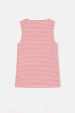 K?rm?z? Cizgili Regular Kay?k Yaka Kolsuz Fitilli Esnek Orme Atlet TWOSS26BZ00475 - Trendyolmilla фото 2