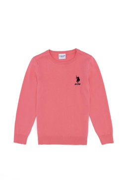 K_z _ocuk A__k Pembe Basic Bisiklet Yaka Kazak