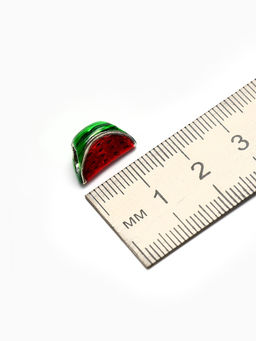 Цена за 5 шт. Шарм «Арбузик сочный», зелёно-красный в серебре