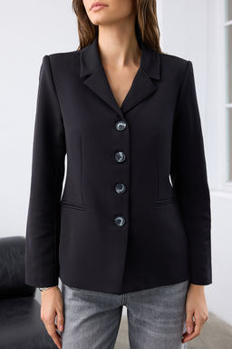 Siyah Dugme Kapamal? Regular Kal?p Blazer Blazer Ceket TWOAW26BC00013 - Trendyolmilla фото 3