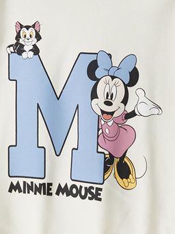 Minnie Mouse Bask?l? K?z ?ocuk Kal?n Sweatshirt