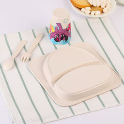 Набор детской бамбуковой посуды, 4 предмета: тарелка, вилка, ложка,стакан, My Little Pony - Hasbro фото 5