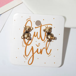 Серьги металл Мишутка, цвет чернёное золото