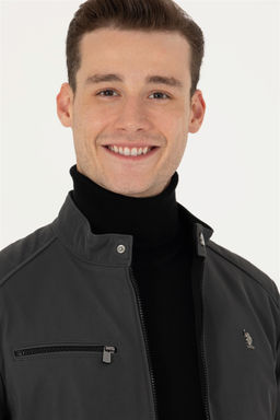 U. S. Polo Assn / Мужская кожаная куртка антрацитового цвета - U.s. polo assn фото 2