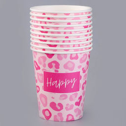 Цена за 10 шт. Стакан бумажный Happy, леопард, 250 мл