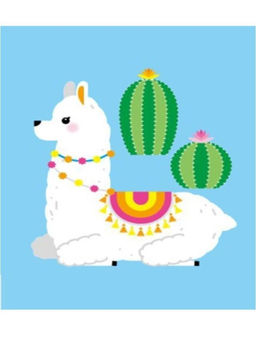 Алмазная мозаика без подрамника "Лама с кактусами", 15х20 см