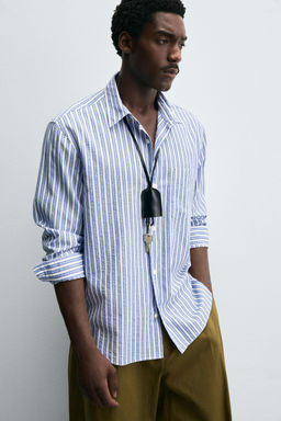 CREASED-EFFECT STRIPED SHIRT - Zara фото 6