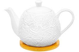 Чайник 900 мл 21,5*13,5*14,5 см Розы на деревянной подставке - Elan gallery фото 2