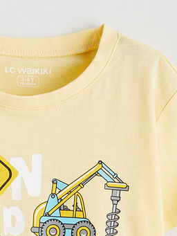 Bisiklet Yaka Bask?l? Erkek ?ocuk Pijama Tak?m?