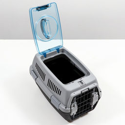 Переноска для животных с откидной прозрачной крышей 48х33х29,5 см, серая - Пижон фото 9