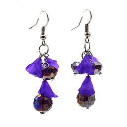 Серьги Колокольчики с цирконами цв.фиолетовый, 6,7г Радуга камня