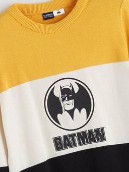 Bisiklet Yaka Batman Bask?l? Erkek ?ocuk Triko Kazak