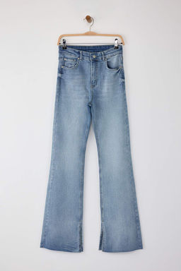 Siyah Y?rtmac Detayl? Yuksek Bel Flare Jeans TWOAW26JE00022 - Trendyolmilla фото 5