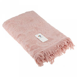 Полотенце махровое "Королевский шик" 90х180см, хлопок 100%, с бахромой, пыльная роза (Китай)