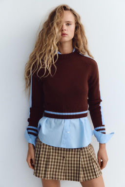 CROPPED KNIT SWEATER WITH TRIM - Zara фото 2