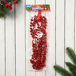 Цена за 2 шт. Бусы на ёлку Шары, длина 2.7 м, d=7 мм, красные - Зимнее волшебство фото 3