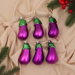 Ёлочные игрушки 6 шт. Баклажан 9.54 см, фиолетовый