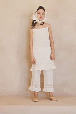 6-12 A?OS/ VESTIDO T?NICA ENTRED?S ALGOD?N LINO LIMITED EDITION / Crudo medio