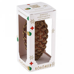 Елочная игрушка фигурка стеклянная Шишка большая h12см, ручная художественная роспись, подарочная упаковка (Россия) - Домашняя мода фото 2