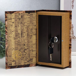Шкатулка книга-сейф «Старые карты и золотой компас», дерево и искусственная кожа, с замком, 21×13×5 см