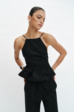 TOP HALTER PEPLUM / Negro