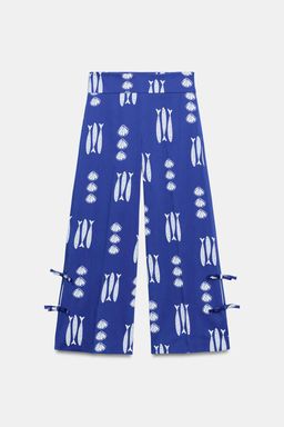 PANTAL?N CULOTTE ESTAMPADO LAZOS / Azul / Blanco
