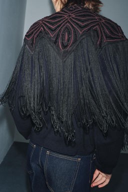 BEADED TULLE TOP WITH FRINGING
