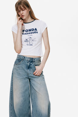 Camiseta en mezcla de lino con motivo estampado - H&m фото 6