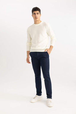 Длинные брюки из твила прямого кроя узкого кроя - Defacto фото 4