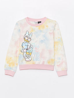 Bisiklet Yaka Daisy Duck Bask?l? Uzun Kollu K?z ?ocuk Ti??rt