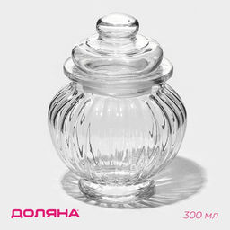Банка для сыпучих продуктов Доляна Галерея, 300 мл, 9.513 см, стекло, прозрачная