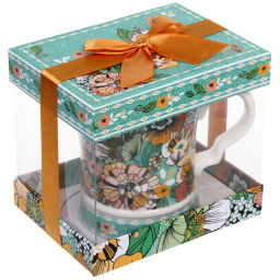 Кружка керамическая 280мл "Цветочная радуга" в подарочной коробке