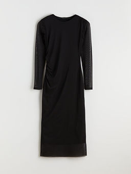 Bisiklet Yaka B?zg?l? Bodycon Elbise