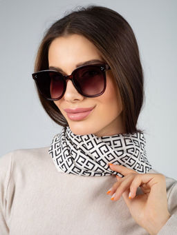 Платок на голову, с абстракцией MAGROM, кремовый, 90 х 90 см, из искусственного шелка