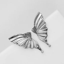 Серьги со стразами Бантики крылья, белые в серебре