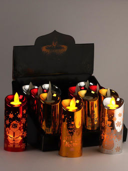 Свеча новогодняя с подсветкой и гравировкой 5*5*11 см (батарейки)