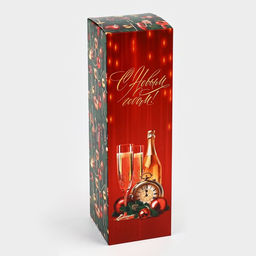 Цена за 2 шт. Коробка подарочная новогодняя складная Шампанское , 9.5 х 32.5 х 9.5 см - Дарите счастье фото 2