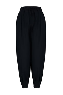 Plaj Giyim Siyah Dokuma Yuksek Bel Pantolon TBESS23PL00015