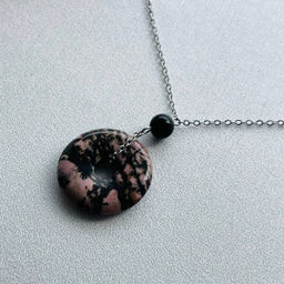 Кулон на цепочке из Родонита и черного Агата - Радуга самоцветов фото 2