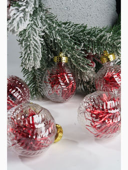Ёлочные игрушки Бринцзе, шары новогодние, d=6 см, набор 6 шт., красный/прозрачный - Зимнее волшебство фото 9