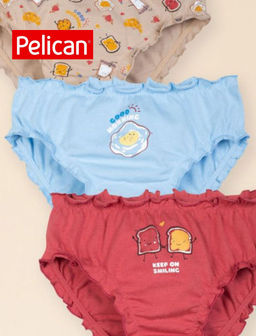 PELICAN, трусы для девочек, Бежевый/голубой/терракотовый