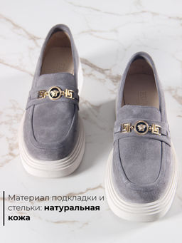 Лоферы туфли EDART 173.1453 be. серый замок замша  фото 6