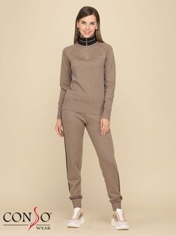 Conso/KS 190608 - cappuccino Костюм женский: джемпер+брюки