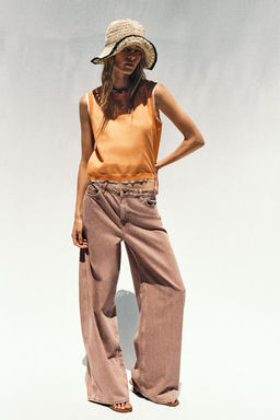 DOUBLE-LAYER KNIT LINEN BLEND TOP