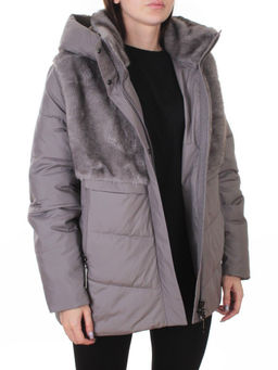 M-8869 GRAY/LILAC Куртка зимняя женская (150 гр. холлофайбер)