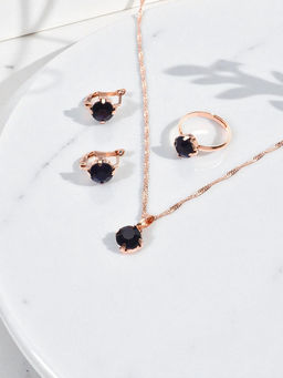 Гарнитур 3 предмета: серьги, кулон, кольцо безразмерное Эдель бусинка, цвет синий в золоте, 45 см